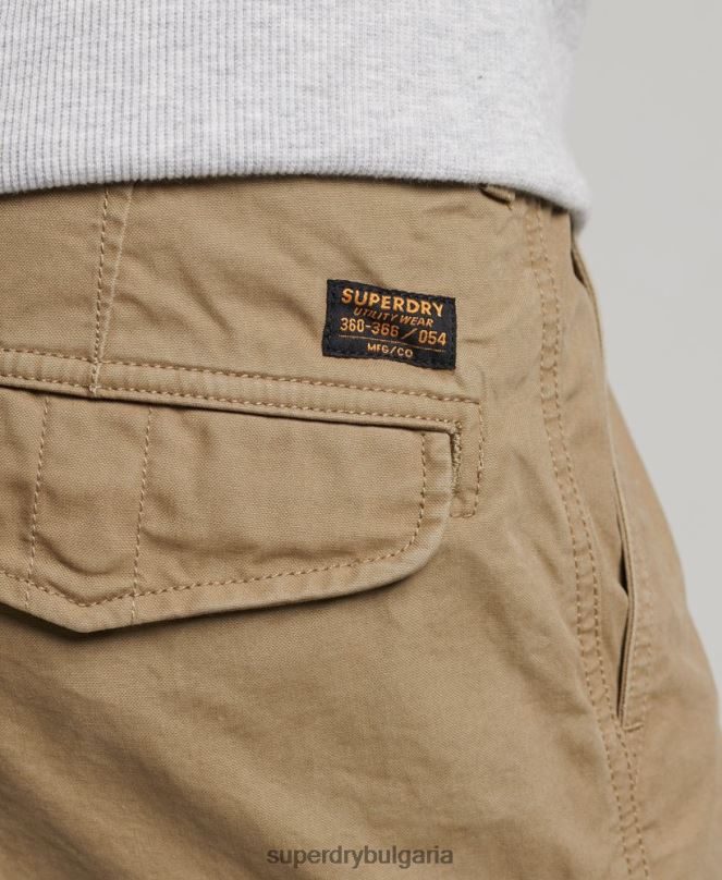 Superdry облекло N00H260 бежово мъже тежки карго панталони от органичен памук