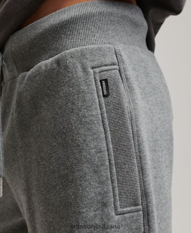 Superdry облекло N00H261 сиво мъже винтидж шорти от трико с бродирано лого