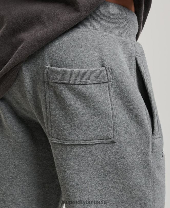 Superdry облекло N00H261 сиво мъже винтидж шорти от трико с бродирано лого