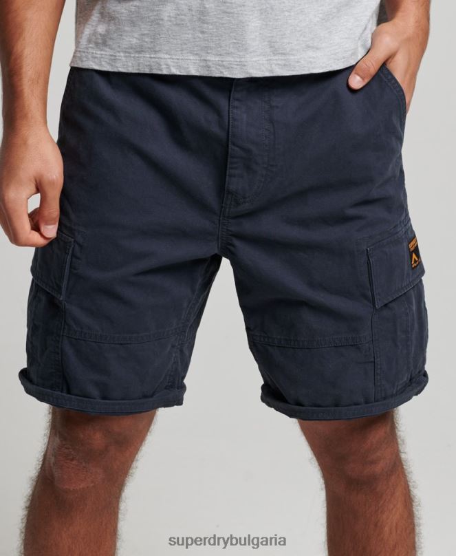 Superdry облекло N00H262 военноморски флот мъже тежки карго панталони от органичен памук