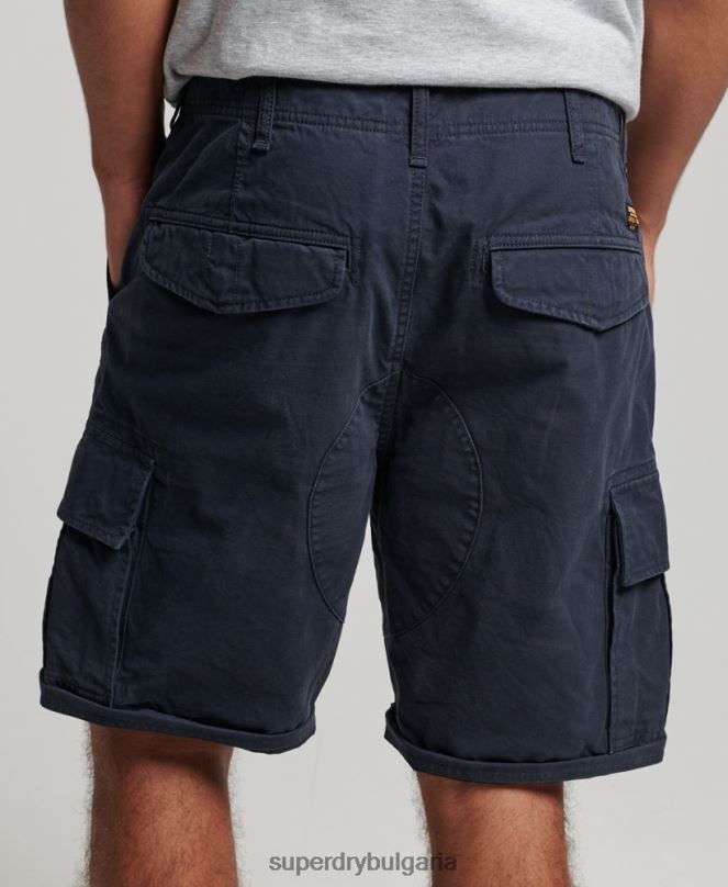 Superdry облекло N00H262 военноморски флот мъже тежки карго панталони от органичен памук