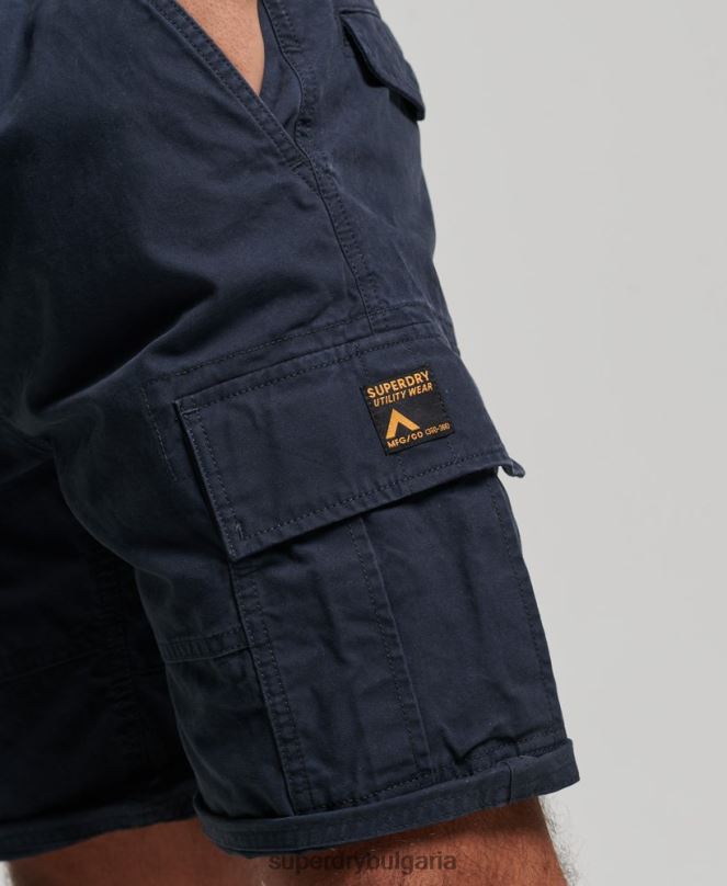 Superdry облекло N00H262 военноморски флот мъже тежки карго панталони от органичен памук
