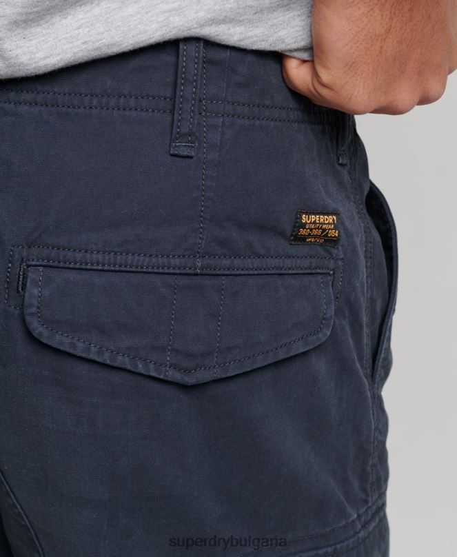 Superdry облекло N00H262 военноморски флот мъже тежки карго панталони от органичен памук