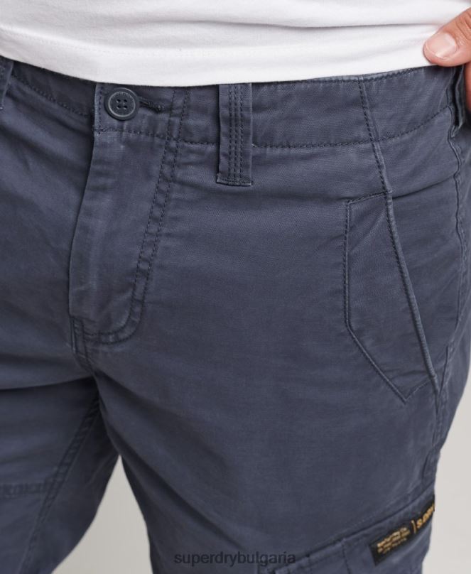 Superdry облекло N00H265 военноморски флот мъже карго панталони от органичен памук