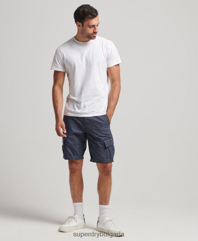 Superdry облекло N00H265 военноморски флот мъже карго панталони от органичен памук