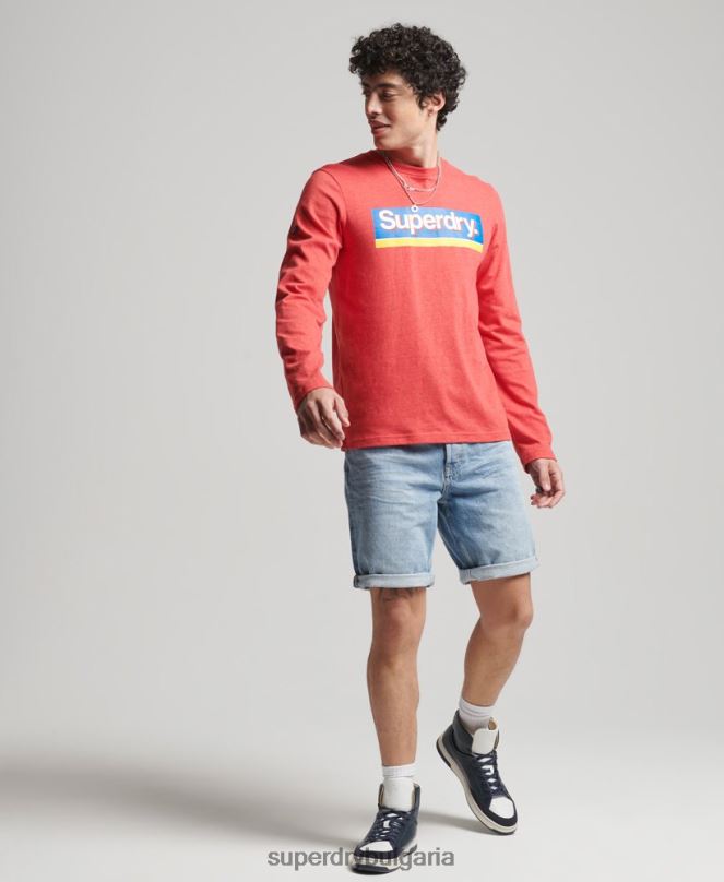 Superdry облекло N00H266 син мъже органичен памук винтидж прав къс