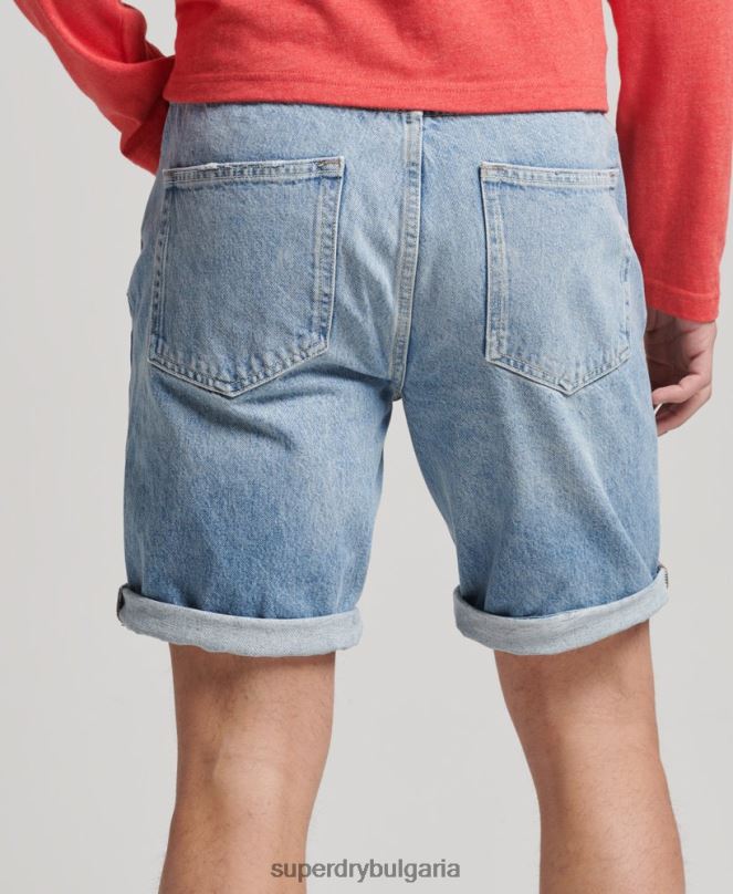 Superdry облекло N00H266 син мъже органичен памук винтидж прав къс
