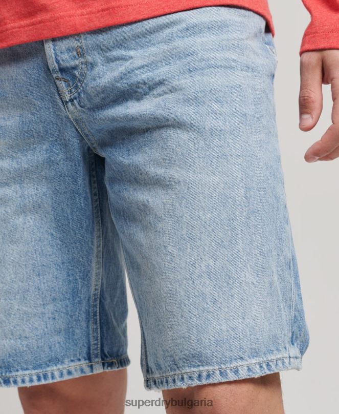 Superdry облекло N00H266 син мъже органичен памук винтидж прав къс