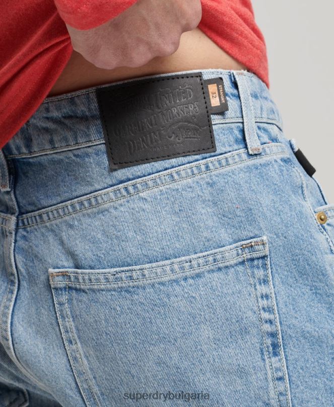 Superdry облекло N00H266 син мъже органичен памук винтидж прав къс