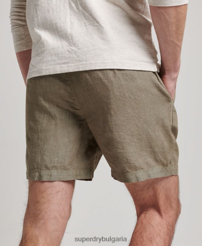 Superdry облекло N00H270 каки мъже пребоядисани ленени шорти