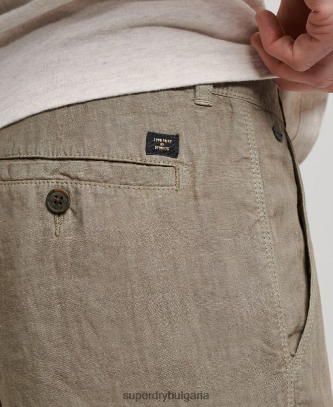 Superdry облекло N00H270 каки мъже пребоядисани ленени шорти