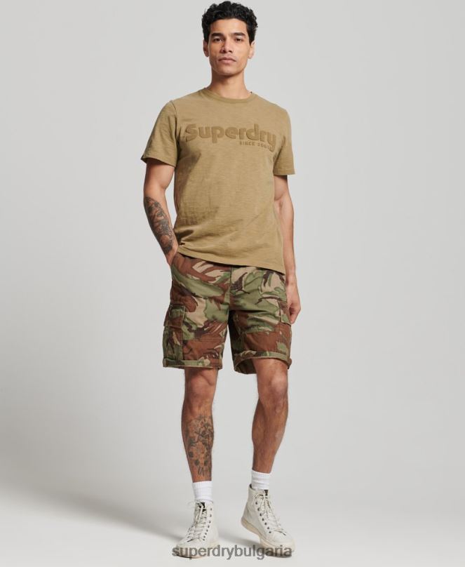 Superdry облекло N00H271 зелено мъже тежки карго панталони от органичен памук