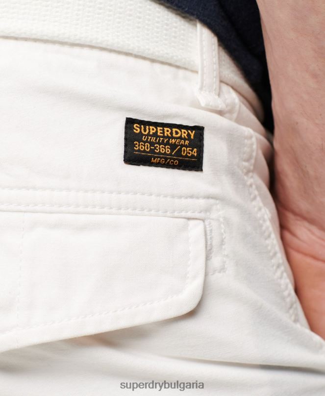 Superdry облекло N00H272 бяло мъже тежки карго панталони от органичен памук