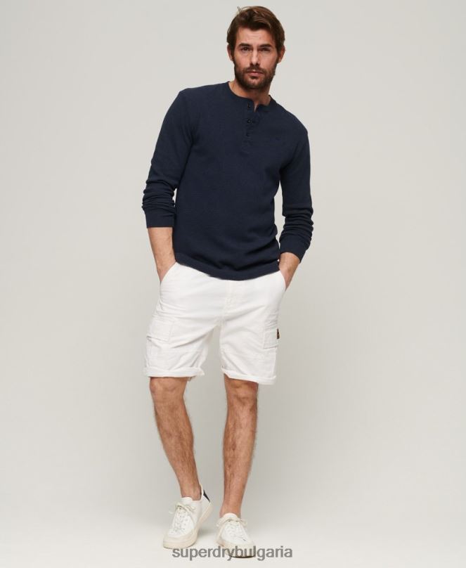 Superdry облекло N00H272 бяло мъже тежки карго панталони от органичен памук