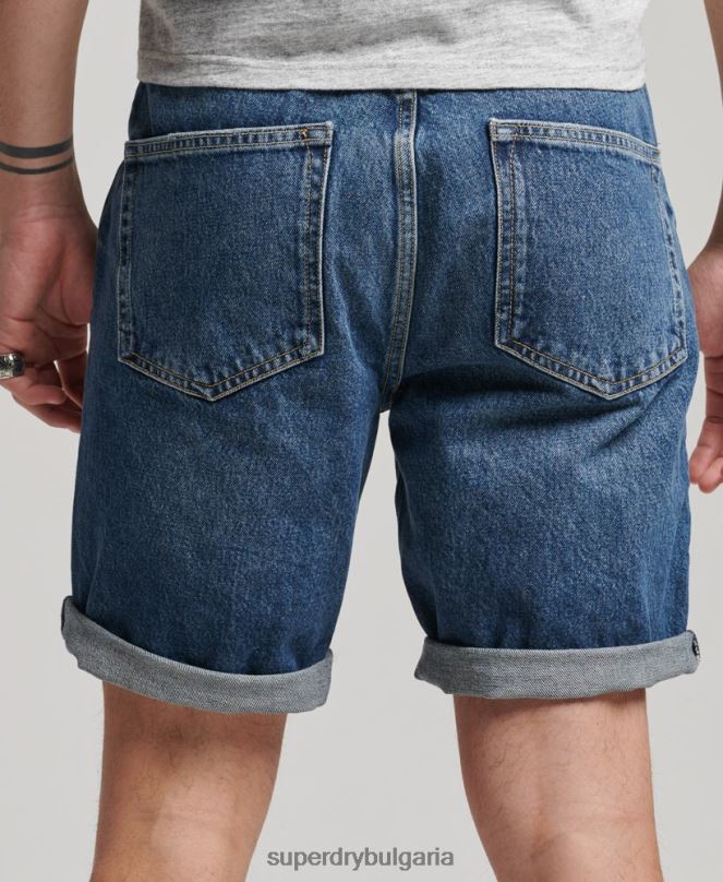 Superdry облекло N00H273 тъмно синьо мъже органичен памук винтидж прав къс