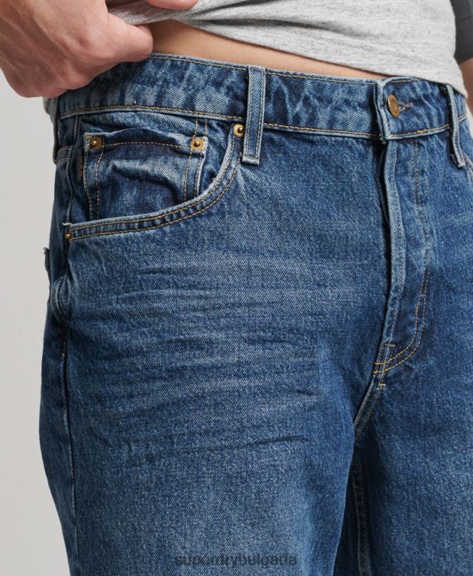 Superdry облекло N00H273 тъмно синьо мъже органичен памук винтидж прав къс
