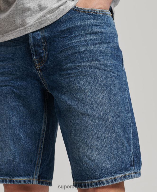 Superdry облекло N00H273 тъмно синьо мъже органичен памук винтидж прав къс