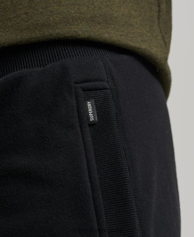 Superdry облекло N00H276 черен мъже винтидж шорти от трико с бродирано лого