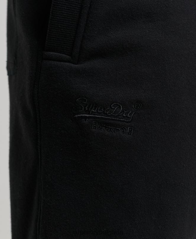 Superdry облекло N00H276 черен мъже винтидж шорти от трико с бродирано лого