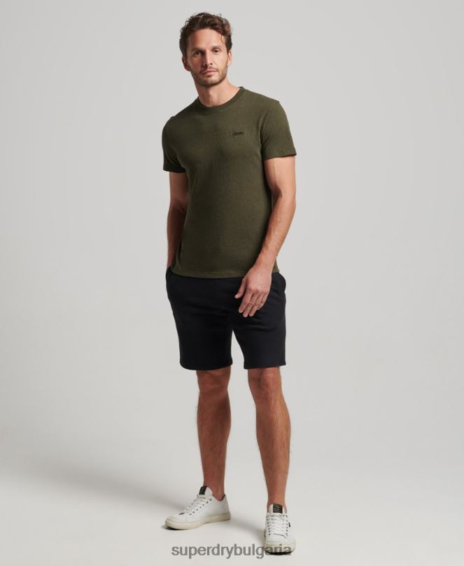 Superdry облекло N00H276 черен мъже винтидж шорти от трико с бродирано лого