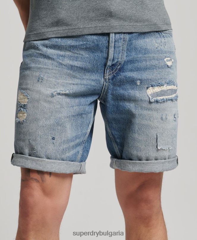 Superdry облекло N00H277 син мъже винтидж прави шорти