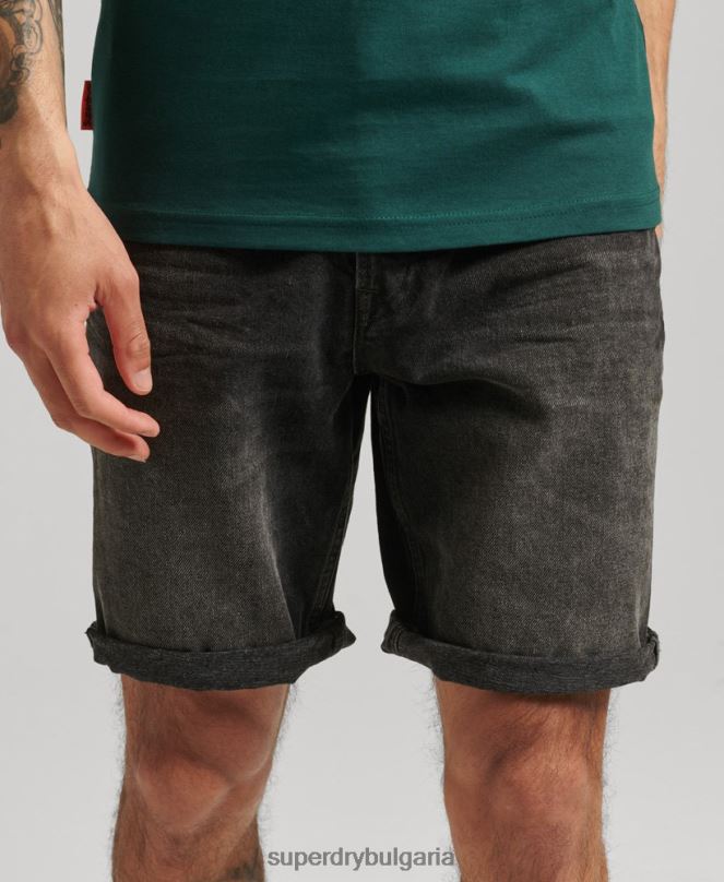 Superdry облекло N00H280 черен мъже органичен памук винтидж прав къс