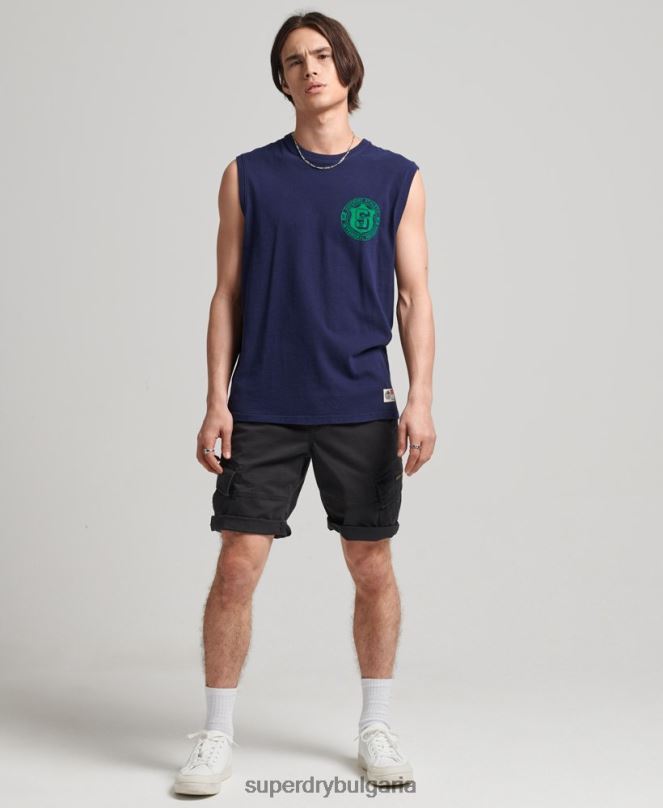 Superdry облекло N00H284 черен мъже карго панталони от органичен памук