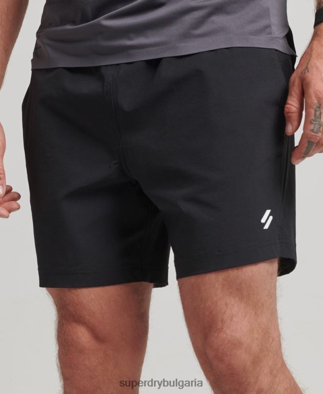 Superdry облекло N00H285 черен мъже многоспортни къси панталони от тъкани сърцевини