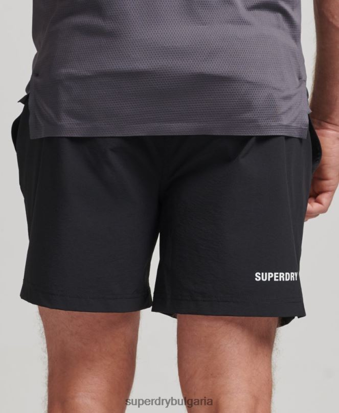 Superdry облекло N00H285 черен мъже многоспортни къси панталони от тъкани сърцевини
