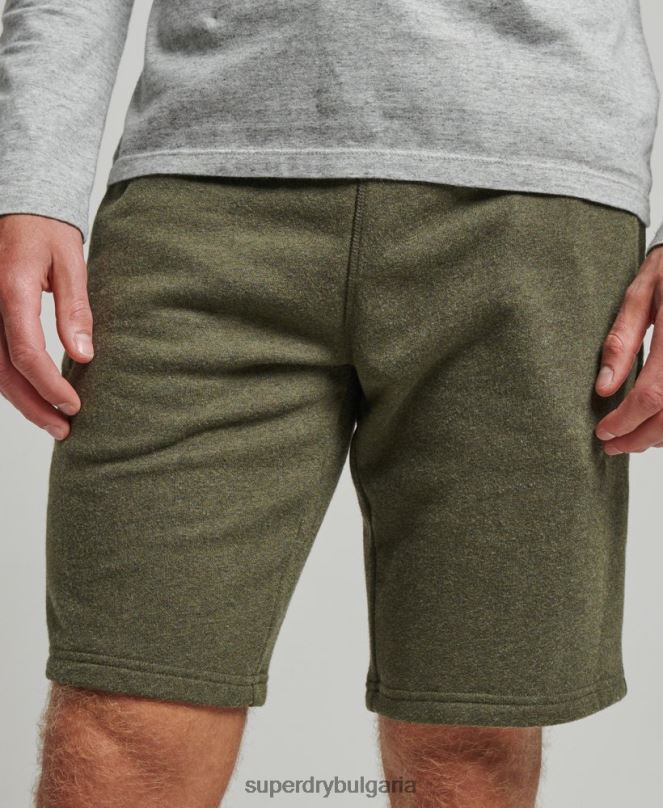 Superdry облекло N00H289 каки мъже винтидж шорти от трико с бродирано лого