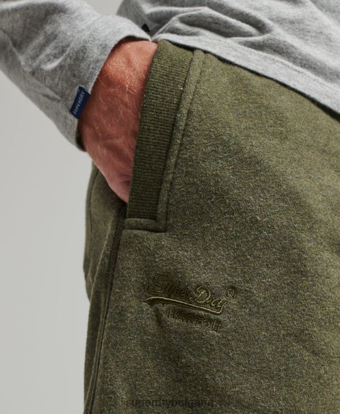 Superdry облекло N00H289 каки мъже винтидж шорти от трико с бродирано лого