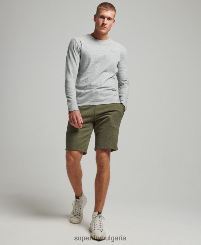 Superdry облекло N00H289 каки мъже винтидж шорти от трико с бродирано лого