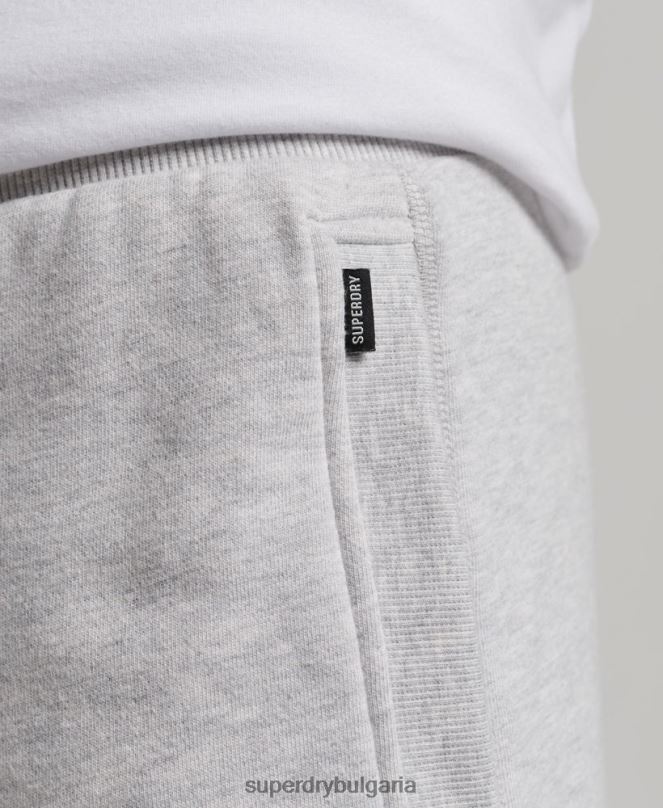 Superdry облекло N00H294 светло сив мъже винтидж шорти от трико с бродирано лого