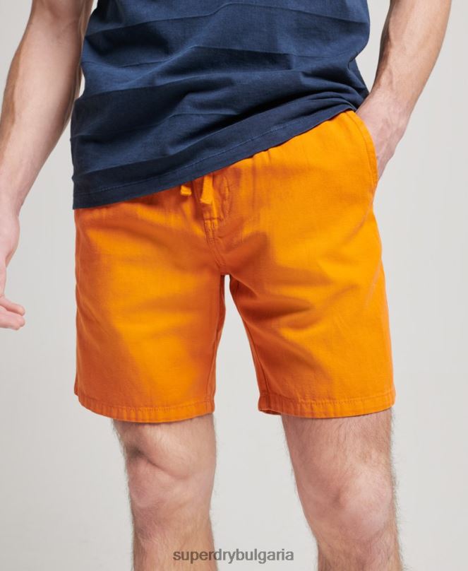 Superdry облекло N00H299 оранжево мъже винтидж пребоядисани шорти