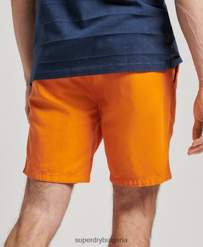 Superdry облекло N00H299 оранжево мъже винтидж пребоядисани шорти