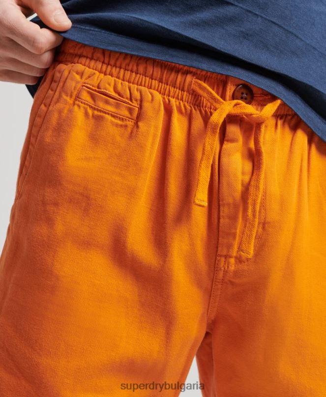 Superdry облекло N00H299 оранжево мъже винтидж пребоядисани шорти