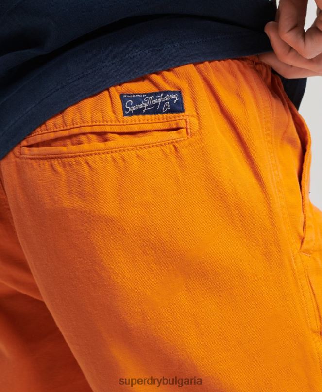 Superdry облекло N00H299 оранжево мъже винтидж пребоядисани шорти