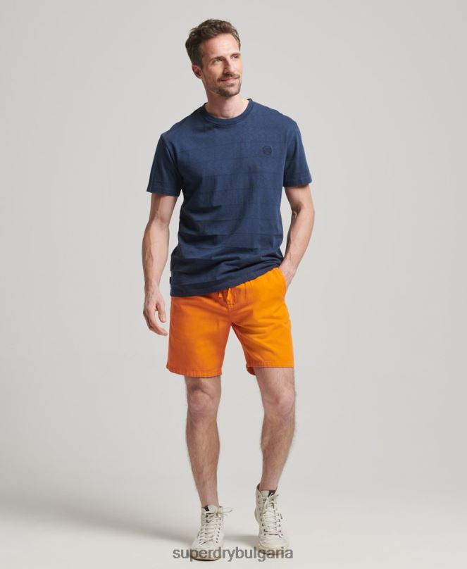 Superdry облекло N00H299 оранжево мъже винтидж пребоядисани шорти