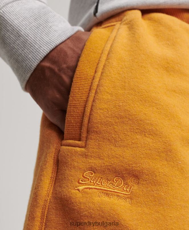 Superdry облекло N00H304 жълто мъже винтидж шорти от трико с бродирано лого
