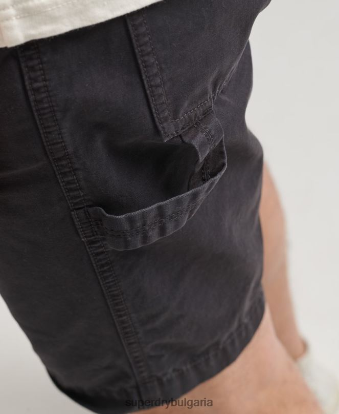 Superdry облекло N00H309 черен мъже винтидж дърводелски шорти от органичен памук