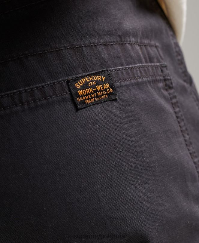 Superdry облекло N00H309 черен мъже винтидж дърводелски шорти от органичен памук