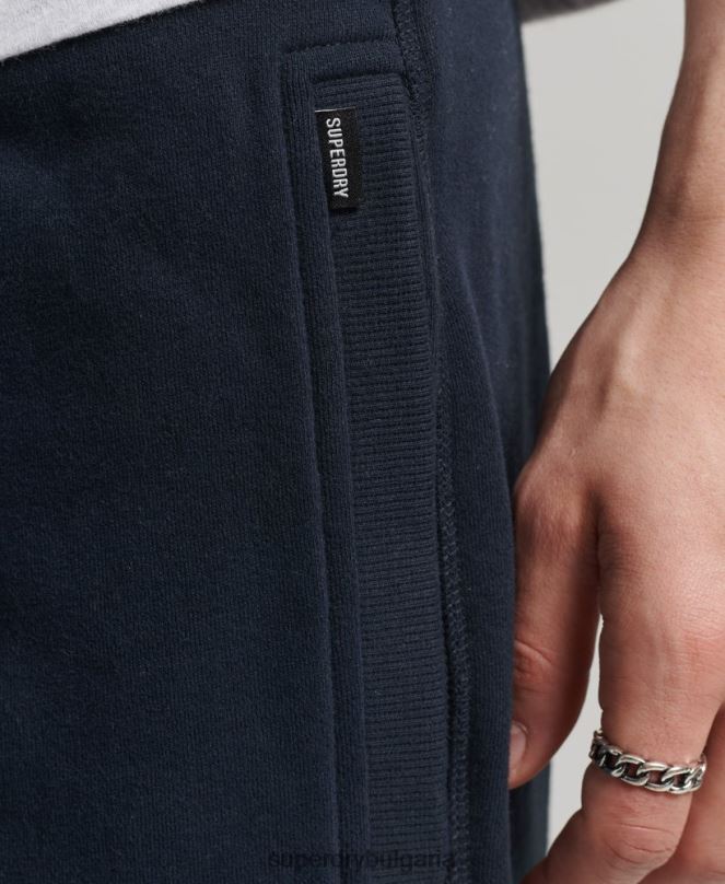 Superdry облекло N00H310 военноморски флот мъже къси панталони от трико с ретро лого от органичен памук