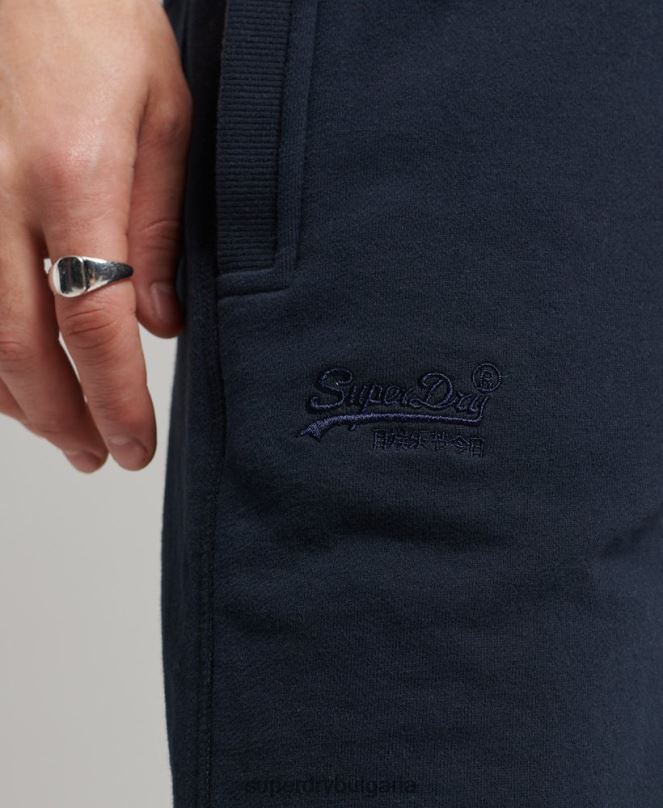 Superdry облекло N00H310 военноморски флот мъже къси панталони от трико с ретро лого от органичен памук