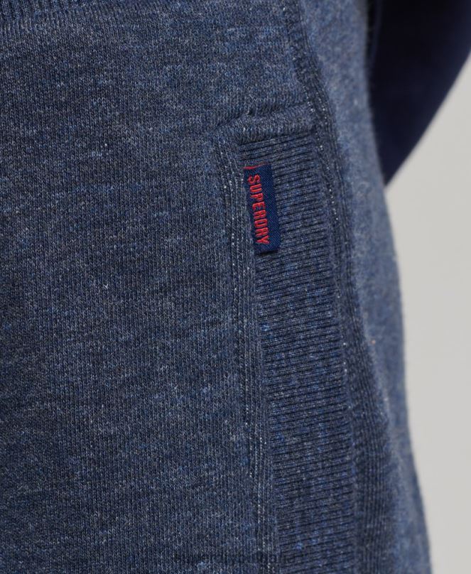 Superdry облекло N00H311 военноморски флот мъже къси панталони от трико с ретро лого от органичен памук