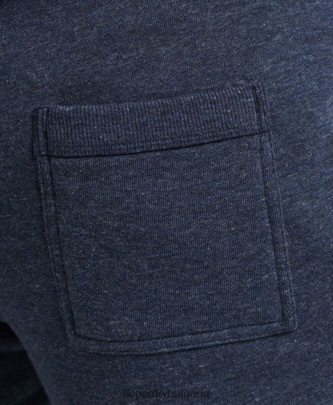 Superdry облекло N00H311 военноморски флот мъже къси панталони от трико с ретро лого от органичен памук