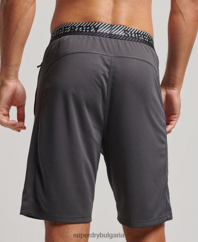 Superdry облекло N00H318 тъмно сив мъже основни спокойни шорти