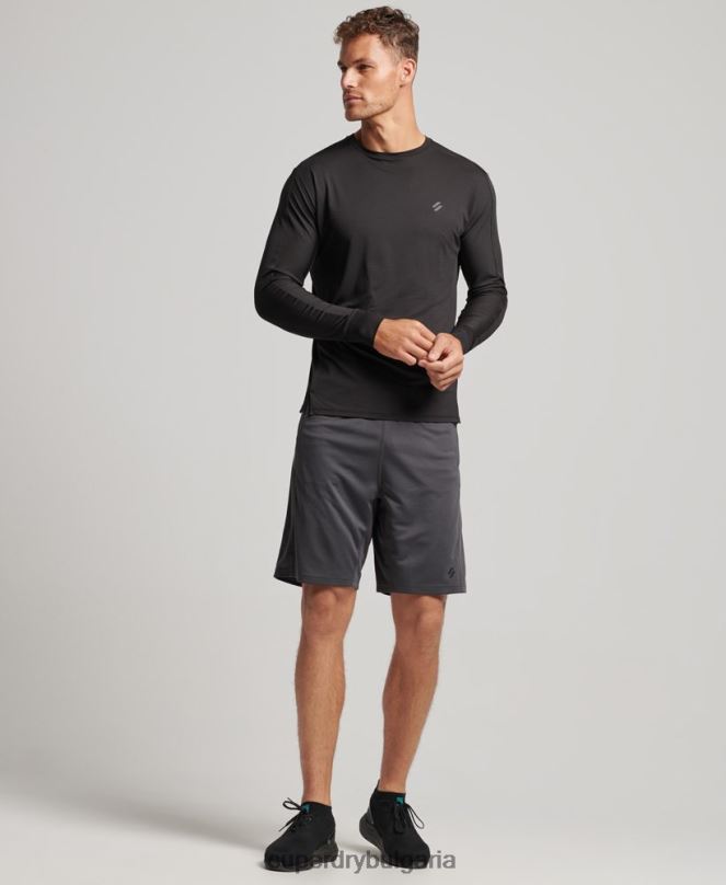 Superdry облекло N00H318 тъмно сив мъже основни спокойни шорти