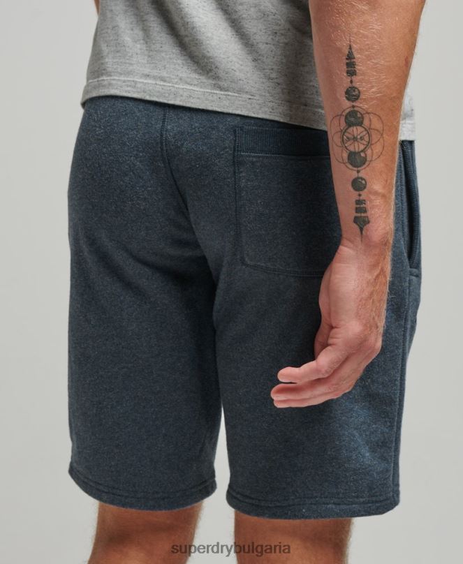 Superdry облекло N00H319 военноморски флот мъже винтидж шорти от трико с бродирано лого