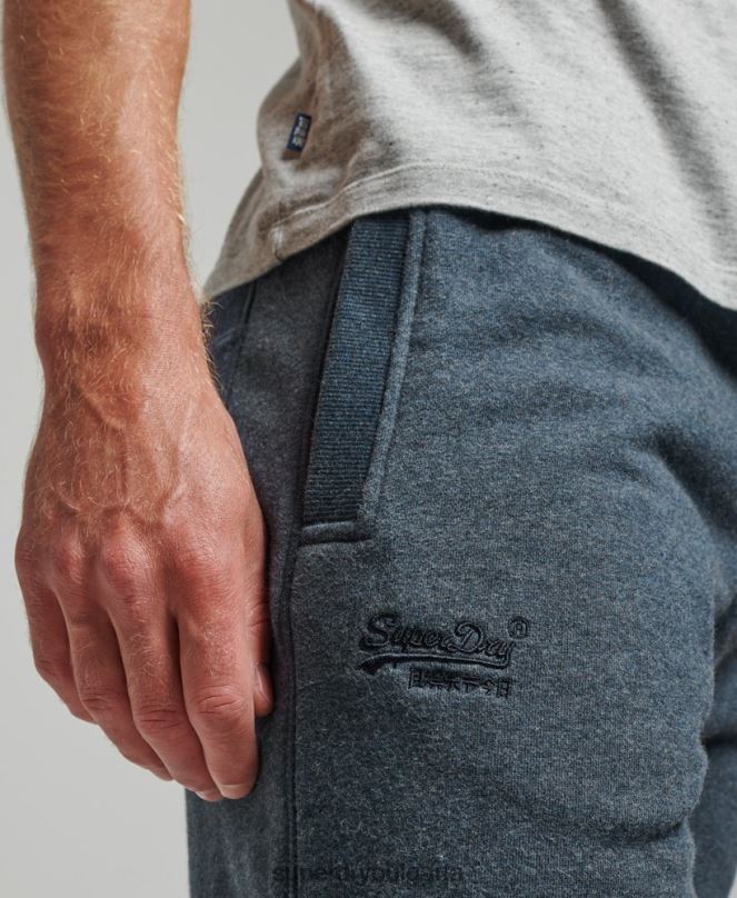 Superdry облекло N00H319 военноморски флот мъже винтидж шорти от трико с бродирано лого