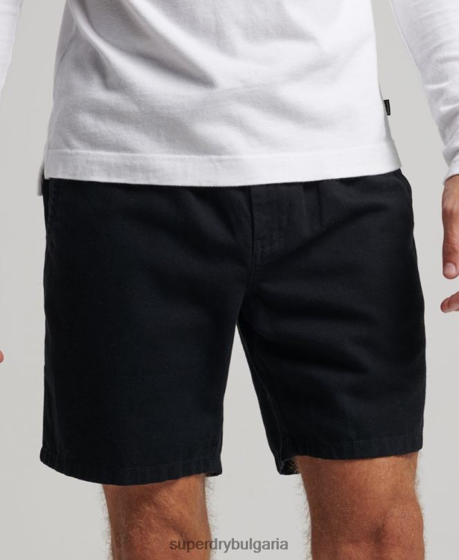 Superdry облекло N00H322 черен мъже винтидж пребоядисани шорти